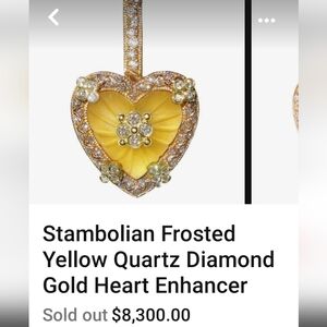 18K Diamond Stunning Stombolian Yellow Gold Heart  Pendant